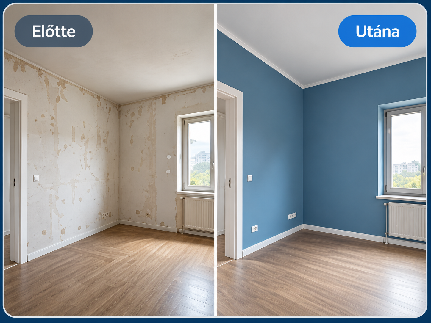 Szobafestés előtte utána